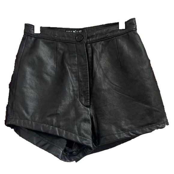 MIXIT LEATHER BLACK HIGH RISE‎ SHORT SHORTS SIZE 4 - Picture 1 of 6